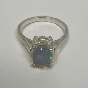 Sterling Silver Ring Natural Aqua Gemstone